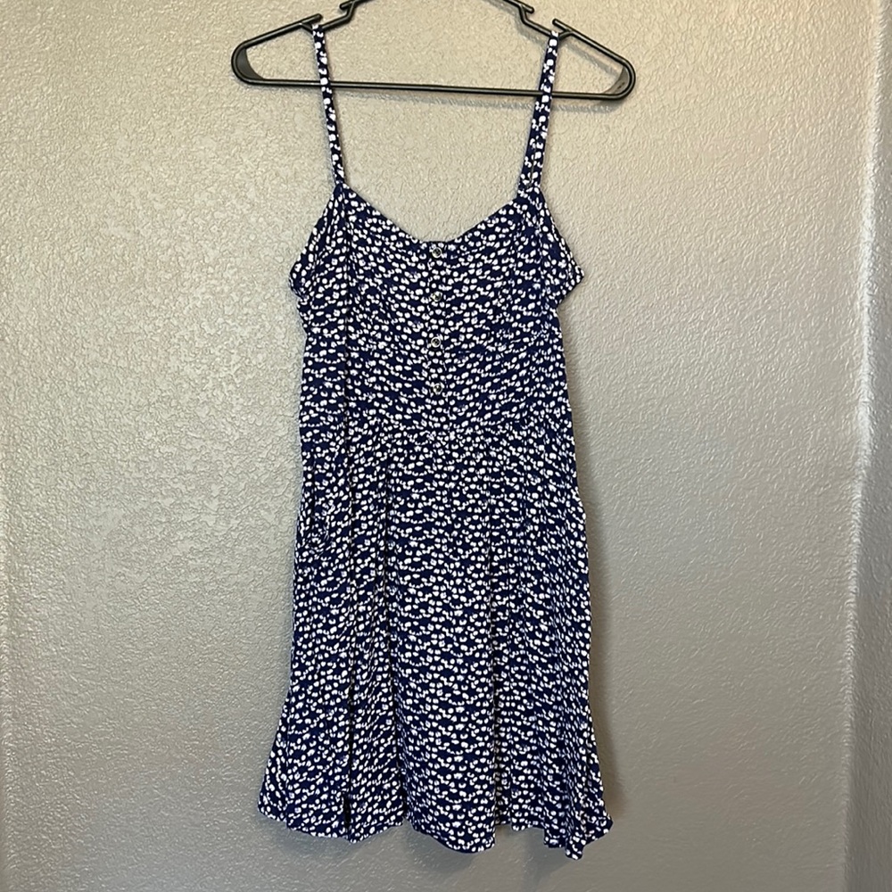 Express blue floral skater dress